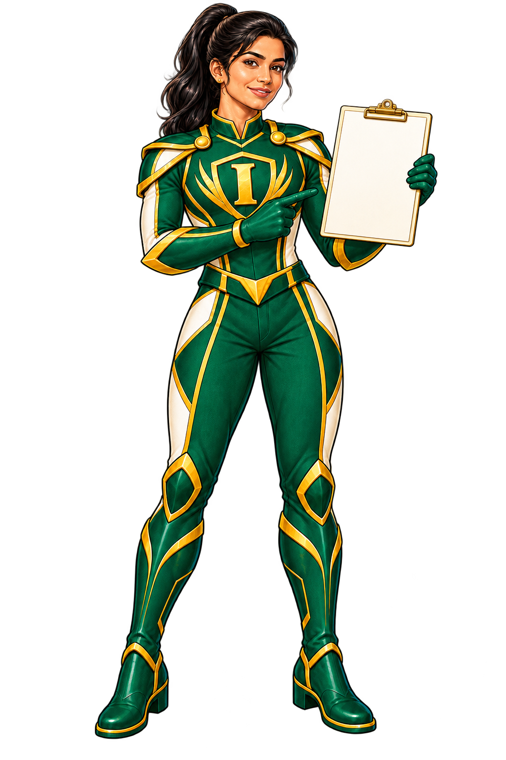 Female INFINPRO character pose: Financial planning