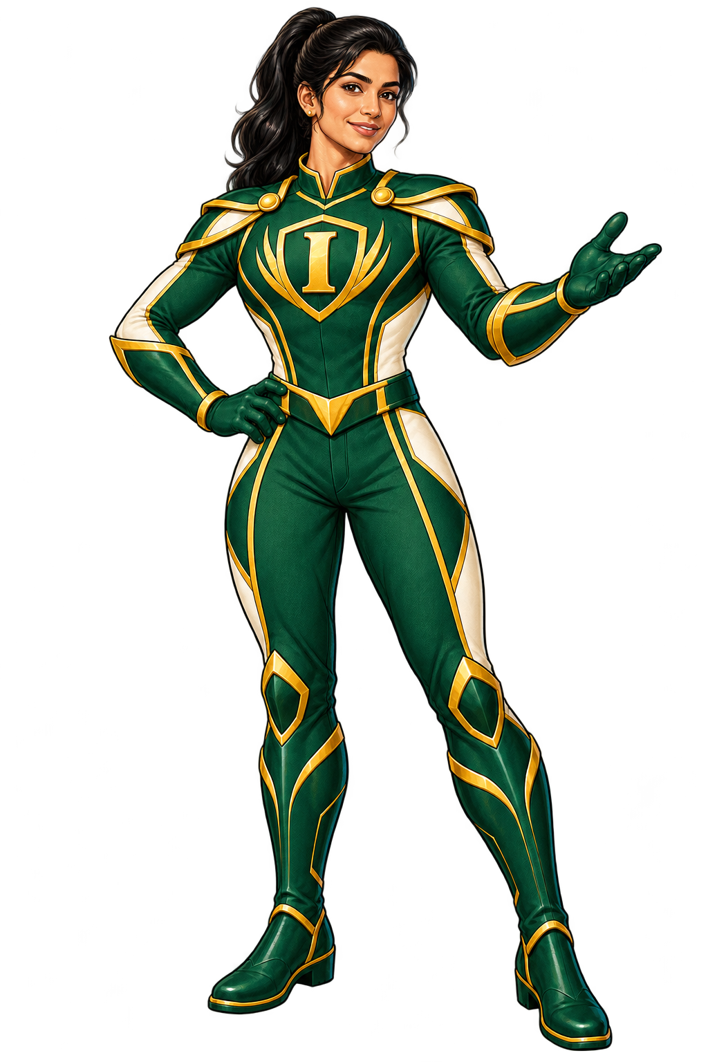 The female INFINPRO character extending a welcoming hand