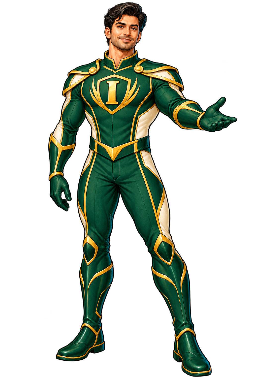 The male INFINPRO character extending a welcoming hand